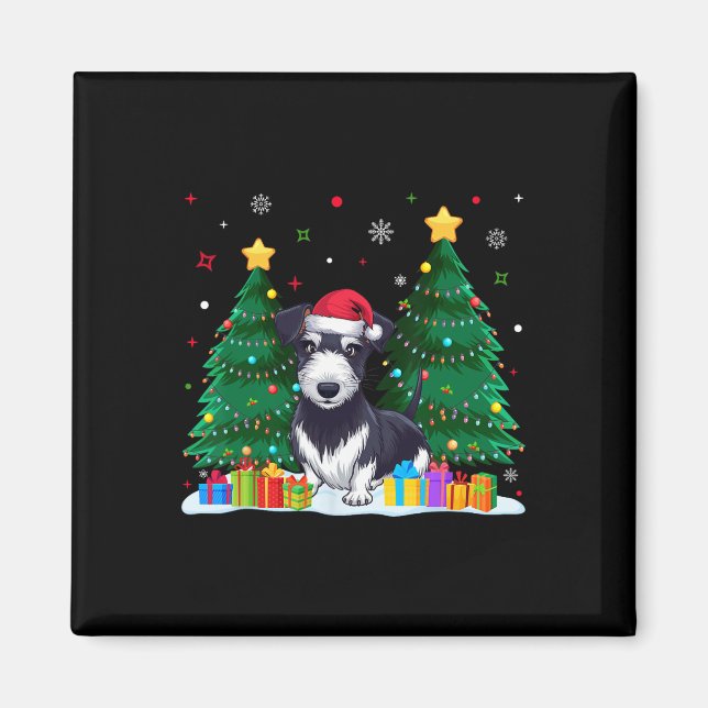 Íman Rat Terrier Dog Absorve Santa Hat Ugly Christmas S (Frente)