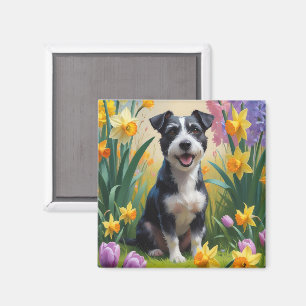Íman Rat Terrier Dog Spring Flowings Painting