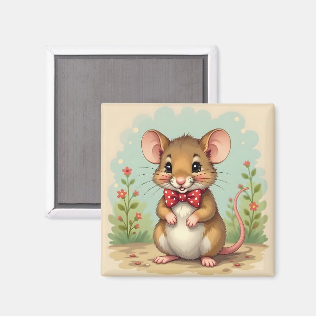 Íman Ratinho fofo e adorável com gravata (Front/Back)