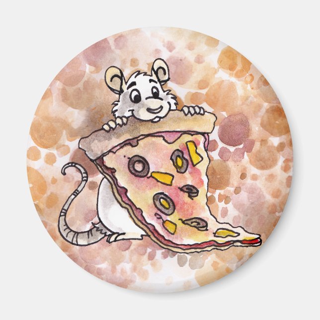 Íman Rato com Magneta de Pizza (Frente)
