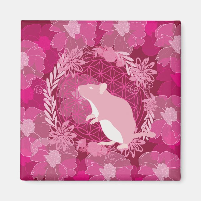 Íman rato,flor da vida, rosa, mandala,zen,chakra,padrão (Frente)