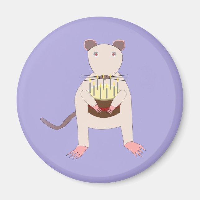 Íman Rato Siamês com Bolo de Aniversário (Frente)