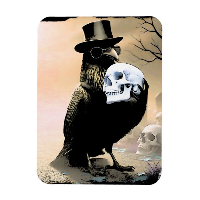 Íman Raven Halloween com Caveiras (Vertical)