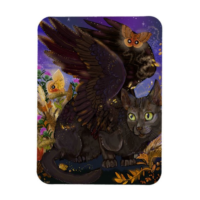 Íman Raven Winged Autumn Magic Cat (Vertical)