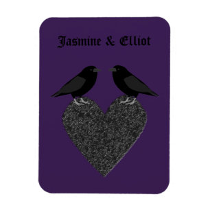 Íman Ravens Góticos e Personalizados do Coração Negr