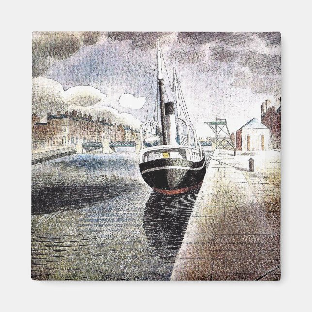 Íman Ravilious - Navio-piloto no Havre (Frente)