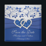 Íman Real Blue e Silver Weding Favor Magnet<br><div class="desc">Esta imã salve a data corresponde ao convite e a outros itens mostrados abaixo. O texto é personalizável para que você possa alterá-lo para dizer "Obrigado" e dar como um favor de casamento,  se quiser. Se você precisar de outros itens correspondentes neste design,  envie um e-mail com sua solicitação.</div>