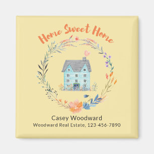 Íman Real Estate Agent Home Sweet Home Cute Watercolor
