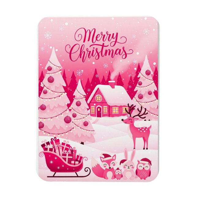 Íman Rebelde de Natal Rosa e Bonita e Árvores de Natal (Vertical)