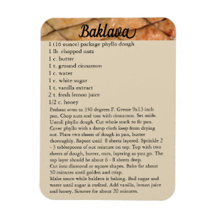 Íman Receita de Baklava Ímã Geladeira Confeitaria de Fe