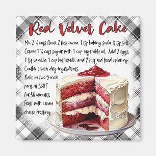 Íman Receita de Bolo Red Velvet de Fazenda em Xadrez Pr