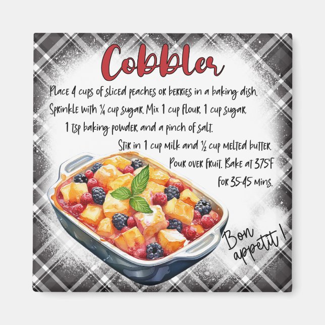 Íman Receita de Cobbler de Frutas (Frente)