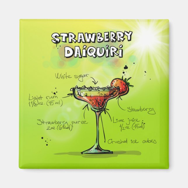 Íman Receita de Cocktail de Aquarela (Frente)