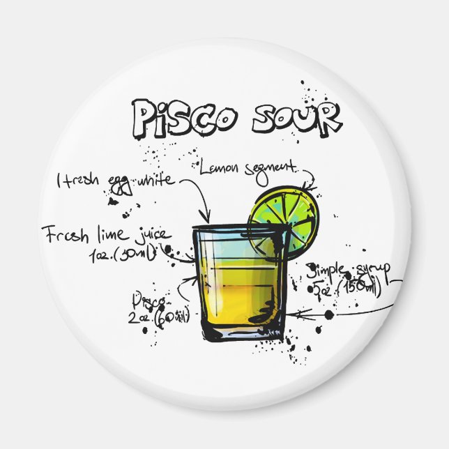 Íman Receita de Cocktail de Pisco (Frente)