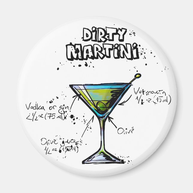 Íman Receita de Cocktail Dirty Martini (Frente)