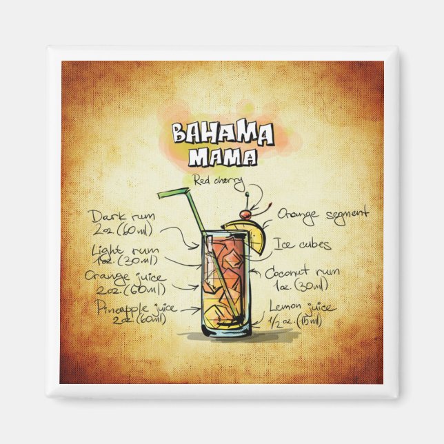 Íman Receita de coquetel Bahama (Frente)