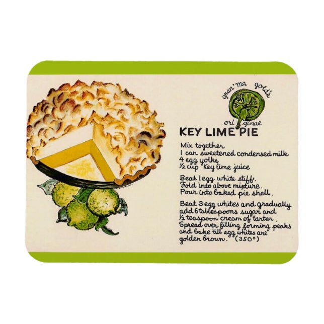 Íman Receita de Torta de Limão Key (Horizontal)