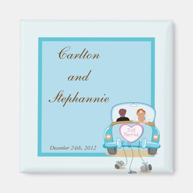 Íman Recem casados Car Wedding Magnet Favor (Frente)