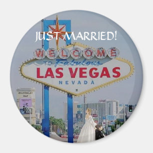 Íman RECEM CASADOS! No botão fabuloso de Las Vegas