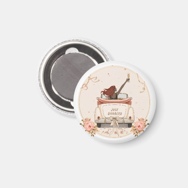 Íman Recém-Divorciada em Floral Elegante Ímã (Front/Back)