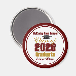 Íman Recordo de Graduação Maroon Gold Turma de 2026