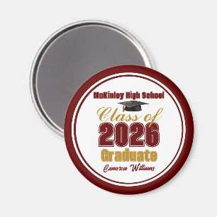 Íman Recordo de Graduação Maroon Gold Turma de 2026