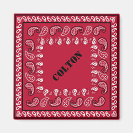 Íman Red and Black Western Paisley Bandana Personalizad