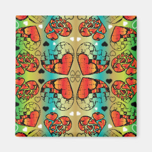 Íman Red and green Whimsical Romantic Hearts pattern