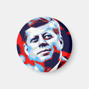 Íman Red Blue Pop Art JFK John F. Kennedy