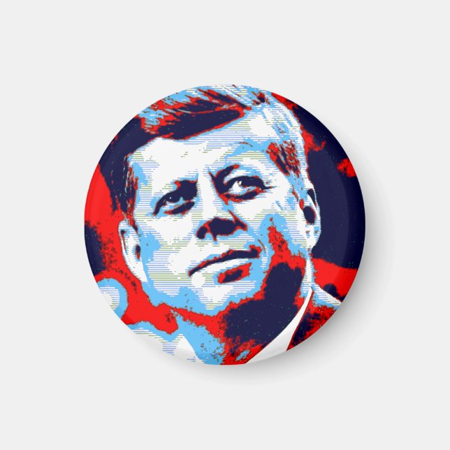 Íman Red Blue Pop Art JFK John F. Kennedy (Frente)