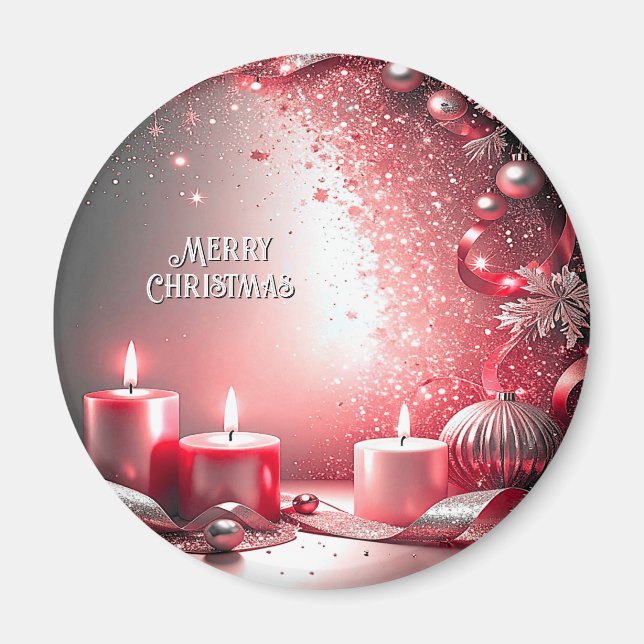 Íman Red Candles Decorative Natal Foliday Magnet (Frente)