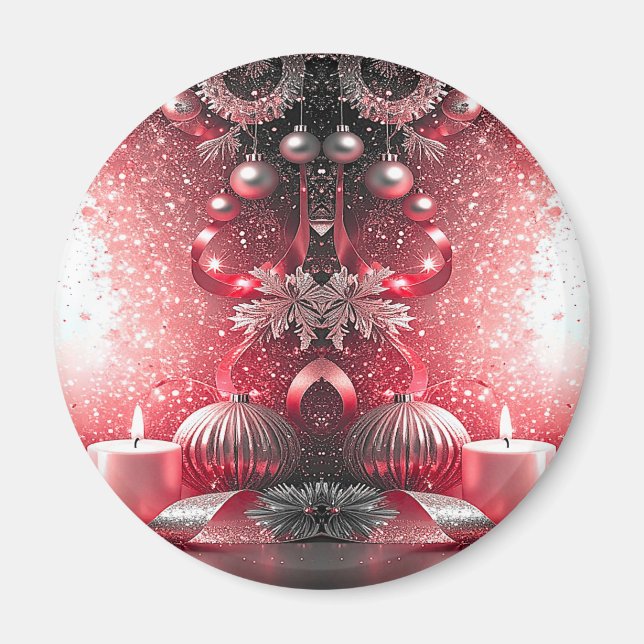 Íman Red Candles Decorative Natal Foliday Magnet (Frente)