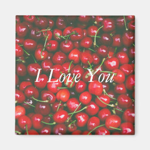 Íman Red Cherry - I Love You (texto personalizável)