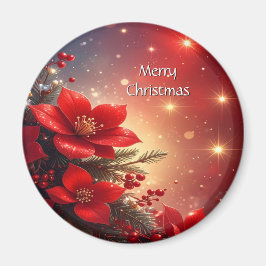 Íman Red Christmas Floral Holiday Magnet