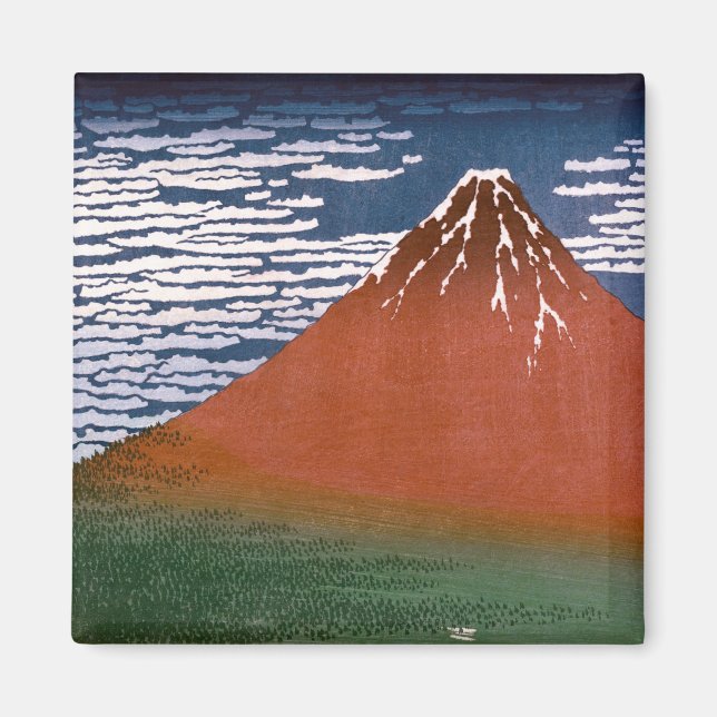 Íman Red Fuji, Aka Fujiyama Volcano Katsushika Hokusai (Frente)