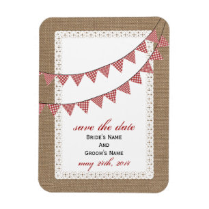 Íman Red Gingham Bunting Burlap Inspirou Salvar A Data