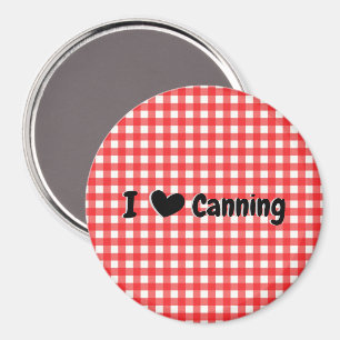 Íman Red Gingham Check I Heart Canning
