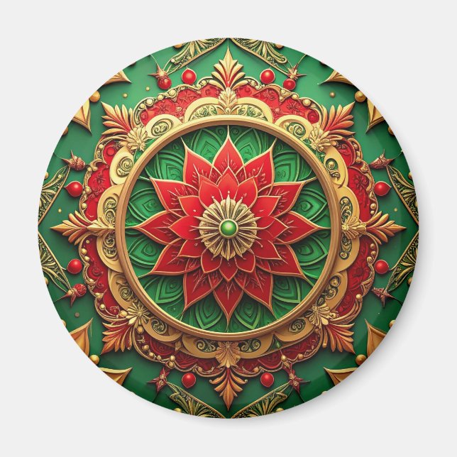 Íman Red Green Decorative Christmas Holiday Magnet (Frente)