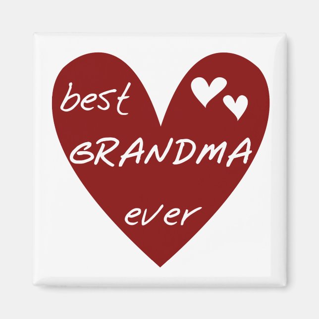 Íman Red Heart Best Grandma Ever T-shirts e presentes (Frente)