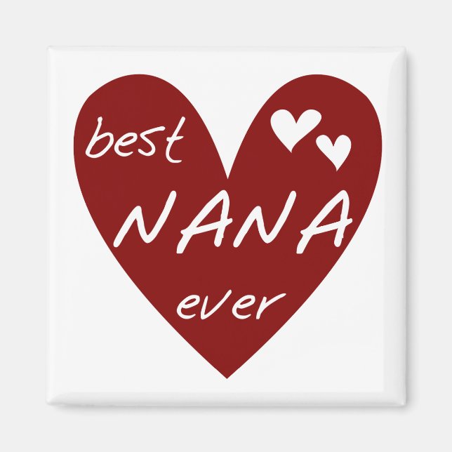 Íman Red Heart Best Nana Ever T-shirts e presentes (Frente)