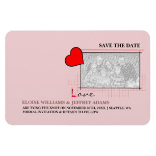 Íman Red Heart Love Save The Date Photo