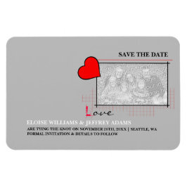 Íman Red Heart Love Save The Date Photo