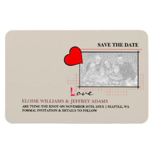 Íman Red Heart Love Save The Date Photo