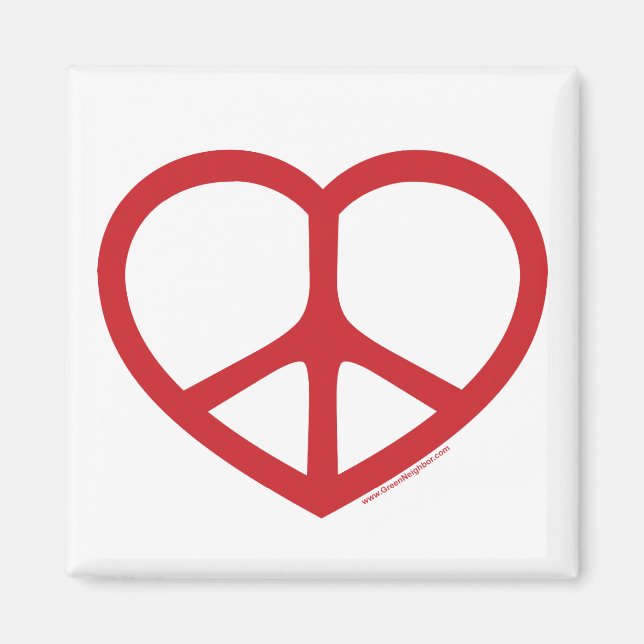 Íman Red Heart of Love, Peace Sign (Frente)