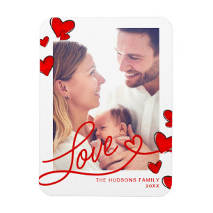Íman Red Hearts Love Dia de os namorados Photo Magnet