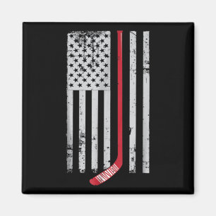 Íman Red Hockey Stick American Flag USA Hockey