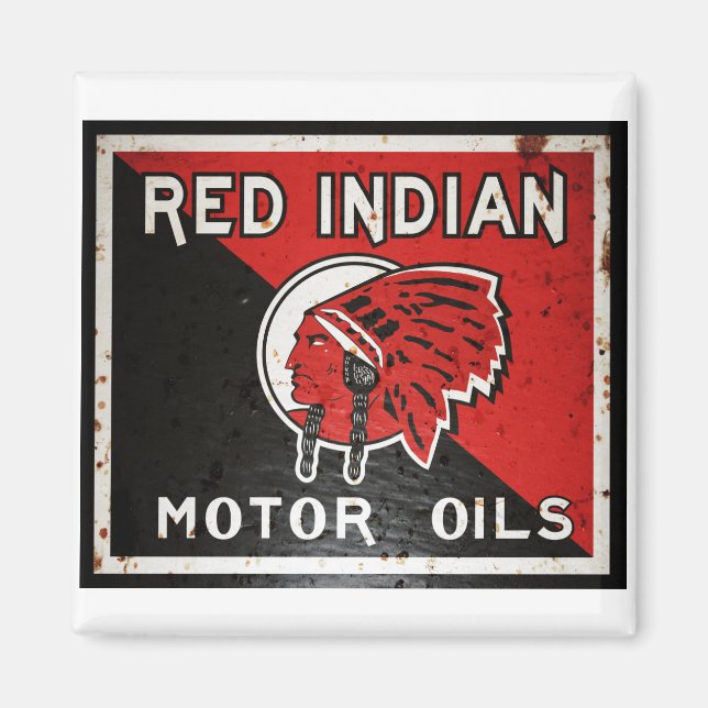 Íman Red Indian Motor Oil, sinal de ferrugem. (Frente)