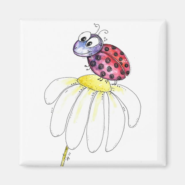 Íman Red Ladybug branco-branco (Frente)