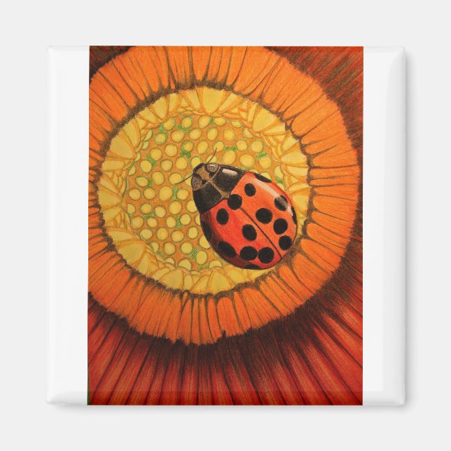 Íman Red Ladybug na Flor (Frente)