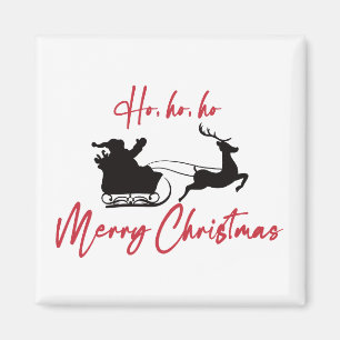 Íman Red Merry Christmas Papais noeis Sleigh e Reindeer